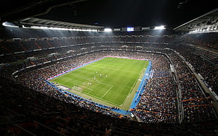 football field, Santiago Bernabeu Stadium, soccer, Real Madrid, Spain HD wallpaper
