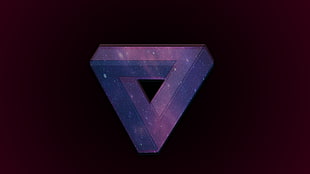 purple and pink triangle logo, triangle, space, Penrose triangle, 3D