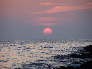 blue ocean during sunset, ibiza HD wallpaper