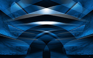 metallic digital wallpaper, abstract, blue, artwork