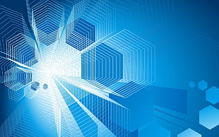 blue and white graphical print