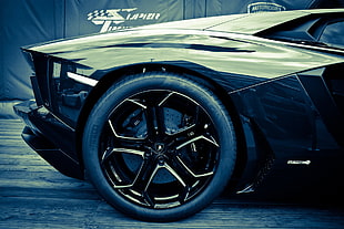 black car, car, Lamborghini Aventador
