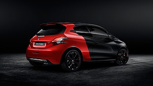 red and black 3-door hatchback, Peugeot 208, car