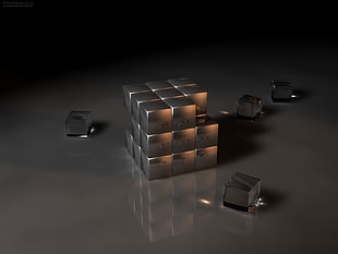Rubik's cube, digital art, render, CGI, cube HD wallpaper