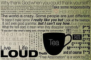 black and white text illustration, typography, tea, quote, grid HD wallpaper