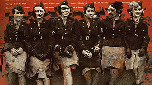 six women wearing black long sleeve top