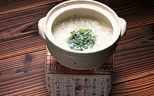 rice soup with green parsley