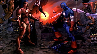 Captain America and Iron-man digital wallpaper, comics, Captain America, Iron Man