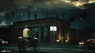 black and green wooden cabinet, crime, Ryan Gosling, The Place Beyond the Pines, motorcycle