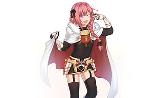 pink haired female anime, Fate Series, Fate/Apocrypha , anime boys, Rider of Black HD wallpaper