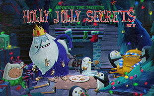 Holly Jolly Secrets wallpaper, Adventure Time, Jake the Dog, Finn the Human, Ice King HD wallpaper