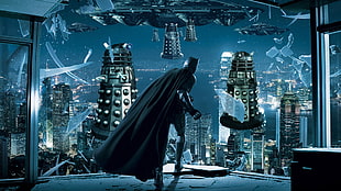 Batman digital wallpaper, The Dark Knight Rises, Doctor Who, Daleks, crossover