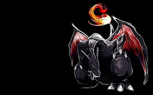 red and black dragon illustration