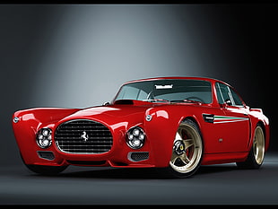 red Ferrari coupe, car, Ferrari, red cars