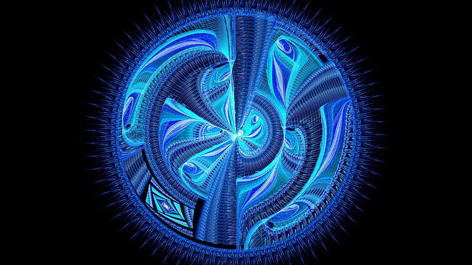 blue optical illusion decor HD wallpaper