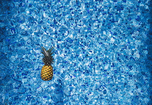 water, blue, pattern, pineapple HD wallpaper