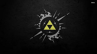 round black and triangular yellow logo, The Legend of Zelda, Nintendo, abstract, video games