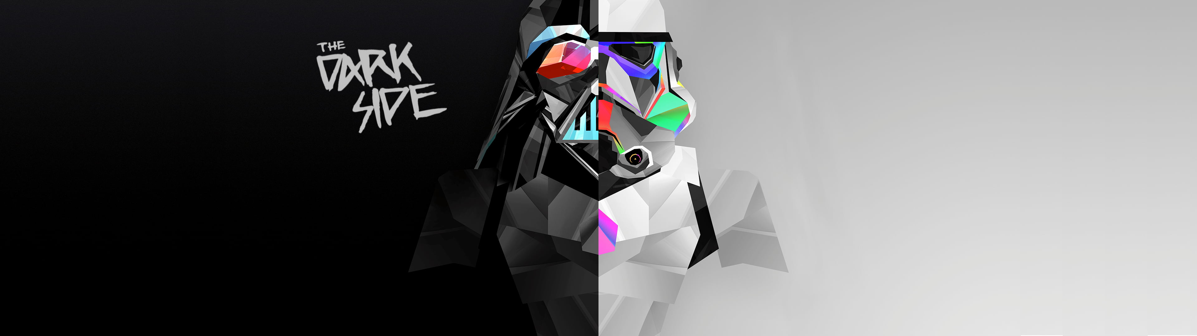 Darth Vader ilustration, multiple display, dual monitors, abstract, digital art