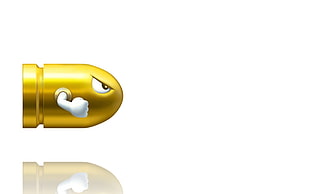 yellow and black corded device, Bullet Bill, Mario Bros., video games, simple background