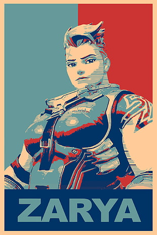 Zarya illustration, propaganda, Zarya (Overwatch), Overwatch, Gamer HD wallpaper
