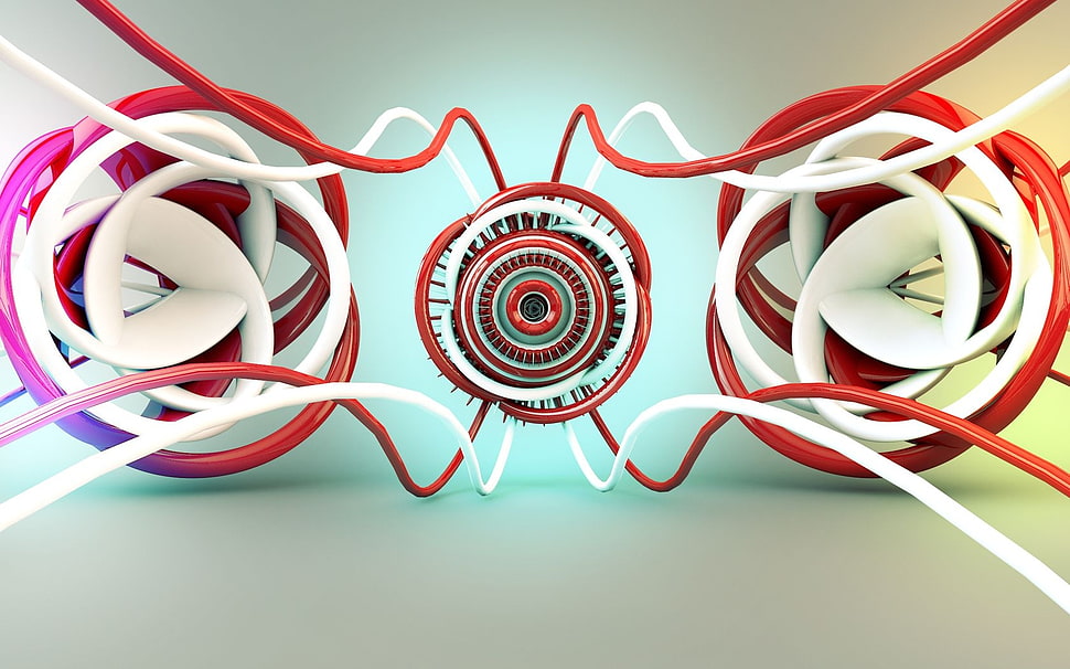 white and red abstract painting HD wallpaper
