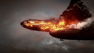 burning plane digital wallpaper, Battlefield 1, video games, film grain HD wallpaper