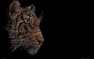 tiger 3D art, typography, tiger, typographic portraits, Russia