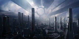 futuristic city 3D wallpaper