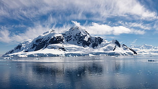 mountain alps, landscape, lake, mountains, ice HD wallpaper