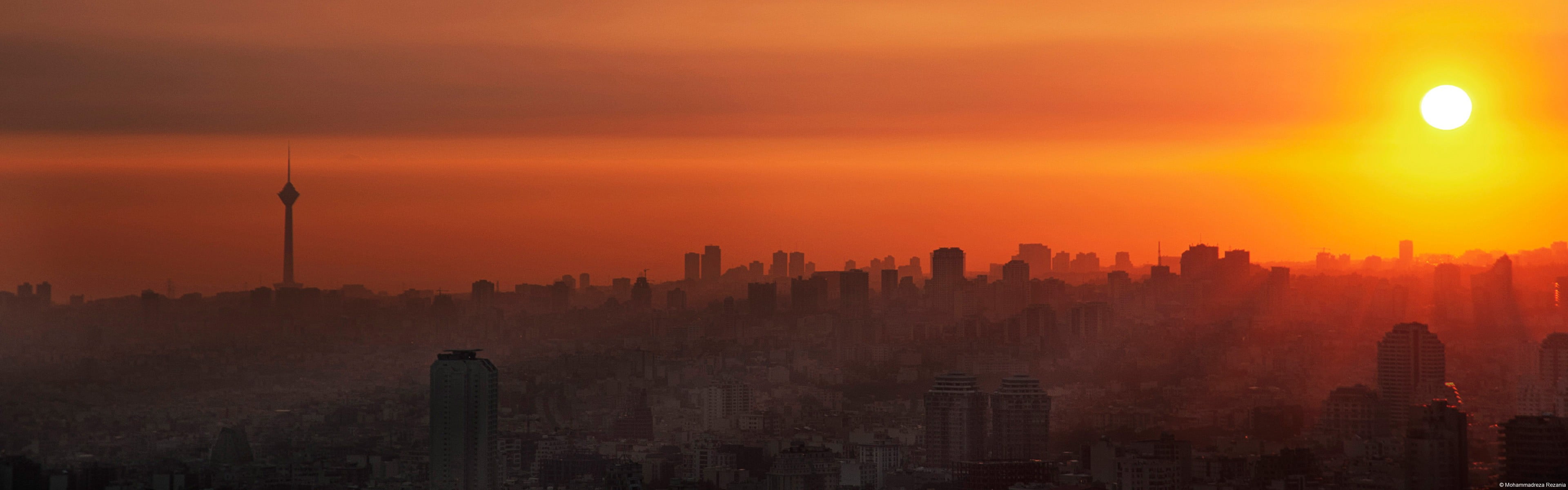 silhouette of city skyline, Iran, Tehran, city, Milad Tower