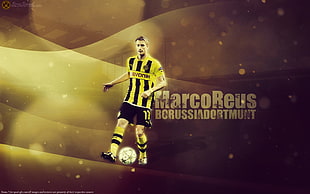 black and yellow wooden table decor, Marco Reus, Borussia Dortmund, soccer, BVB HD wallpaper
