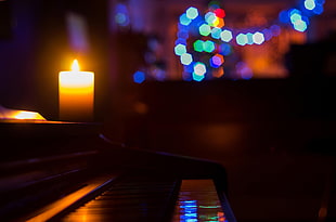 candles, piano, macro, colorful