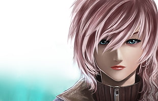 female with pink hair anime digital wallpaper