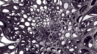 black and white floral textile, abstract, 3D, Photoshop, render