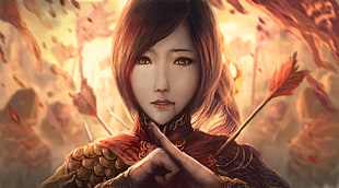 female anime character illustration, fantasy art, warrior