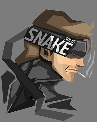 Solid Snake logo, Solid Snake, konami, video games, gray