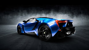blue supercar, lykan hypersport, vehicle, blue cars, rear view