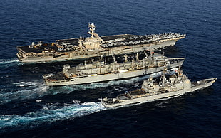 white and brown concrete building, aircraft carrier, military, ship, depot ship