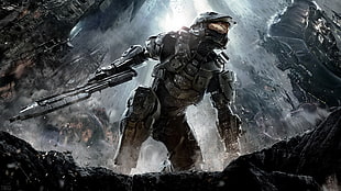 Halo Master Chief digital wallpaper, Halo, video games, gun, Master Chief HD wallpaper