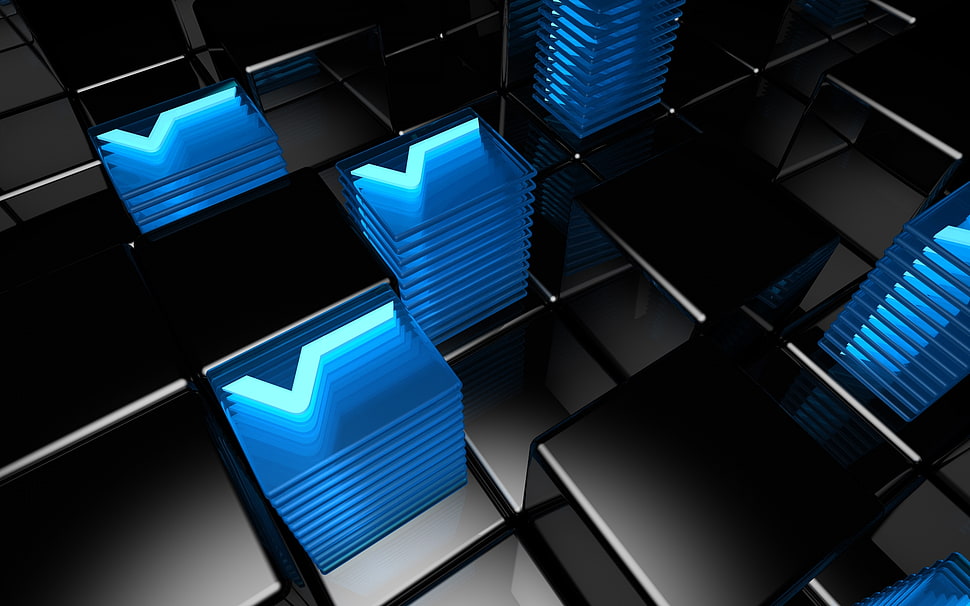 blue and black electronic devices HD wallpaper