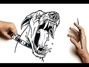 angry dog sketch HD wallpaper