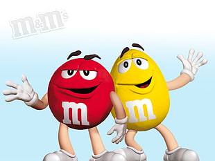 red and yellow M&M illustration