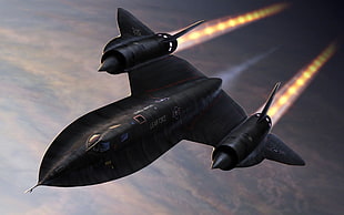 black spaceship, aircraft, military aircraft, Lockheed SR-71 Blackbird