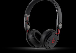black and red Beats by Dr Dre headphones