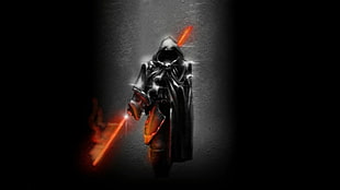 Star Wars Darth Maul with red red lightsaber illustration