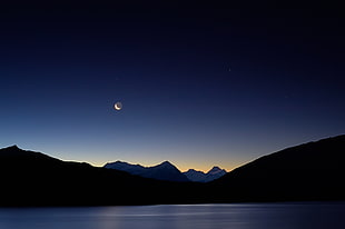 yellow moon, Moon, landscape, night HD wallpaper