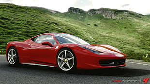 red coupe, Forza Motorsport 4, Forza Motorsport, Ferrari 458, car
