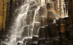 long exposure photo of waterfalls