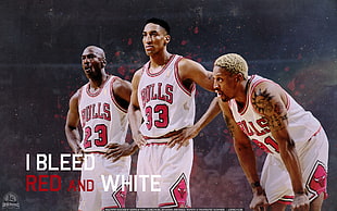 three Chicago Bulls player digital poster, basketball, men, sport , sports
