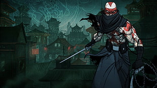 man holding sword and whip illustration, Mark of the Ninja, ninjas HD wallpaper
